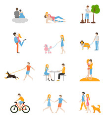 Set of vector images of couples in the flat style. Characters in