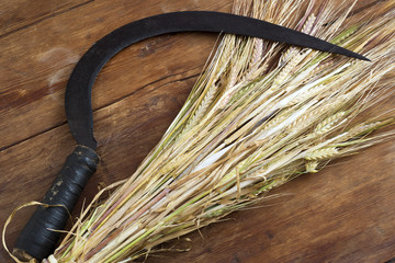 wheat bundle and sickle