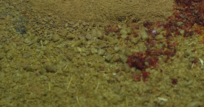 Spices cumin, paprika, turmeric, cinnamon. Macro.