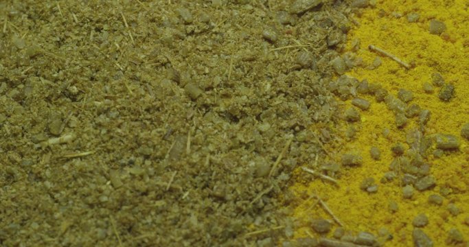 Spices cumin, paprika, turmeric, cinnamon. Macro.