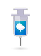Isolated syringe icon with a stormy cloud
