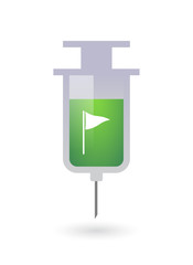 Isolated syringe icon with a golf flag