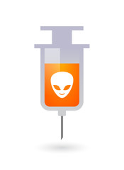 Isolated syringe icon with an alien face