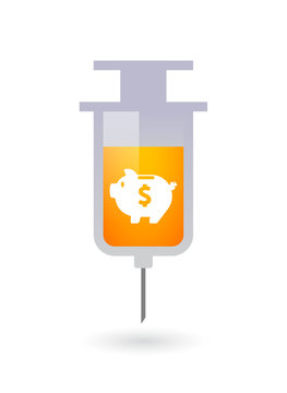 Isolated syringe icon with a piggy bank
