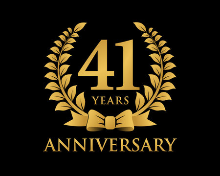 anniversary logo ribbon wreath black background 41