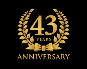 anniversary logo ribbon wreath black background 43