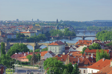 Fototapeta na wymiar View of river Vltava and old town Prague