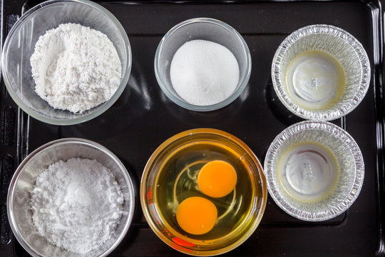 flour, sugar,eggs is ingredients to make a cake
