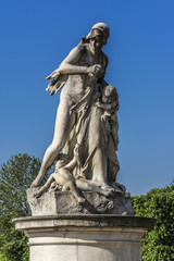 Fototapeta na wymiar Ancient sculpture in Tuileries garden (Tuileries garden, 1564).