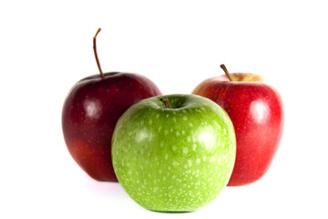 isolated three apple on white background
