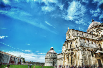 Fototapeta na wymiar Piazza dei Miracoli in Pisa in hdr