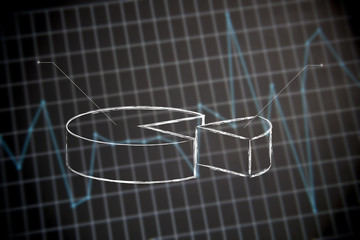 Pie chart on financial (or stats) graph background