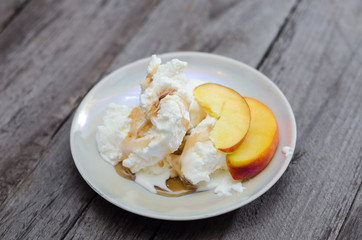 Icecream on wooden background