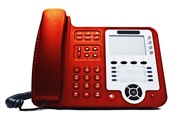 red IP phone closeup