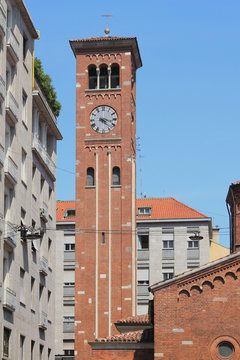 Belltower of church of San Babil. Milan, Italy