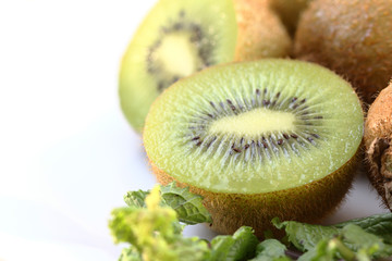 Fototapeta na wymiar Close up kiwi fruit slice.