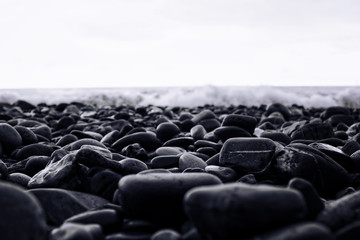 Wet stones on the beach