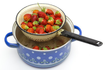strawberries on the white background 