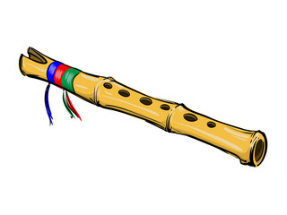 This is quena - traditional longitudinal andean flute. Vector art.