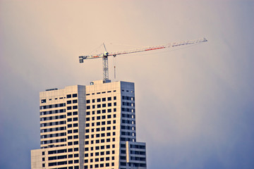 Fototapeta na wymiar pillar crane and building