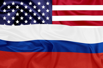 United states and Russian federation flags
