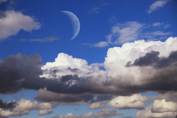 Obraz na płótnie Canvas big moon in the daytime sky
