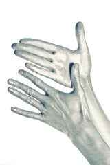 beautiful men metal hands with long fingers