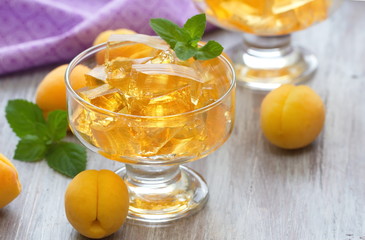 Fruit jellies with fresh apricots