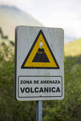 Wooden volcanic signboard