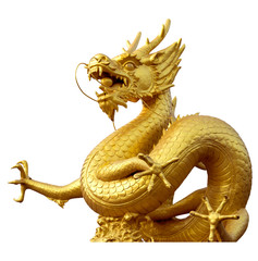 Gold Dragon Sculpture Figure Art China, Phuket Thailand