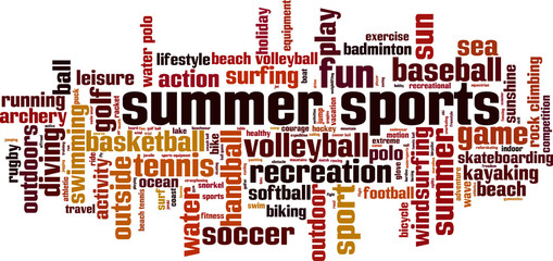 Summer sports word cloud concept. Vector illustration