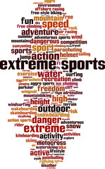 Extreme sports word cloud concept. Vector illustration