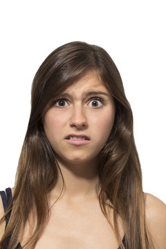 beautiful teenage girl portrait shocked