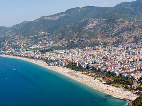 Alanya - the beach of Cleopatra .  Alanya is one of most popular seaside resorts in Turkey