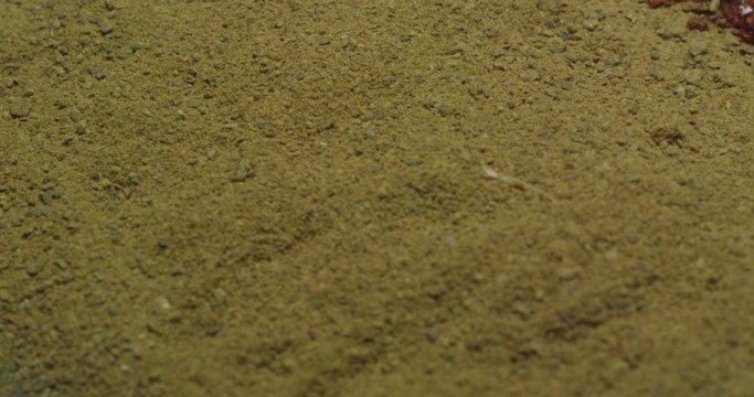 Spices cumin, paprika, turmeric, cinnamon. Macro.