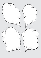 Set of 4 abstract talking bubbles with white fill.