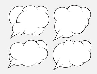 Set of 4 abstract talking bubbles with white fill.