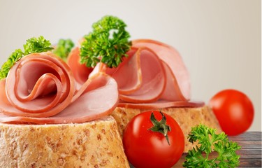 Bread, small, jamon.