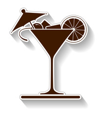 Wine glass of martini vector design with outline and shadow