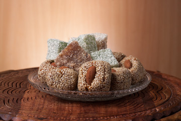 Arrangement of fig and turkish delight