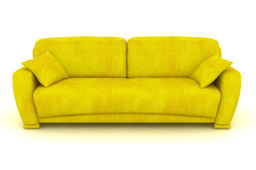 isolated yellow  sofa.