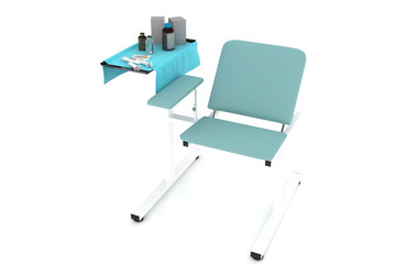 Procedural chair with medicines.