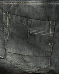 Jeans back pocket close up
