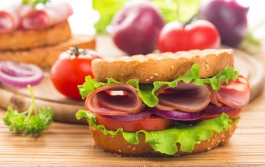 Sandwich, Delicatessen, Ham.