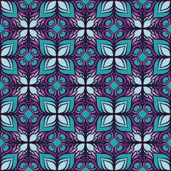 beautiful vector Print Seamless Pattern. blue Mandala Flowers. 