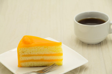 Orange cake and coffe