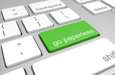 Go paperless key on a computer keyboard - 87174153