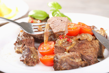 Piece of meat and food background