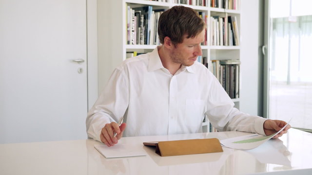 Working from home office or modern office with digital tablet