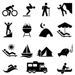 Outdoor leisure and recreation icons - 87176505